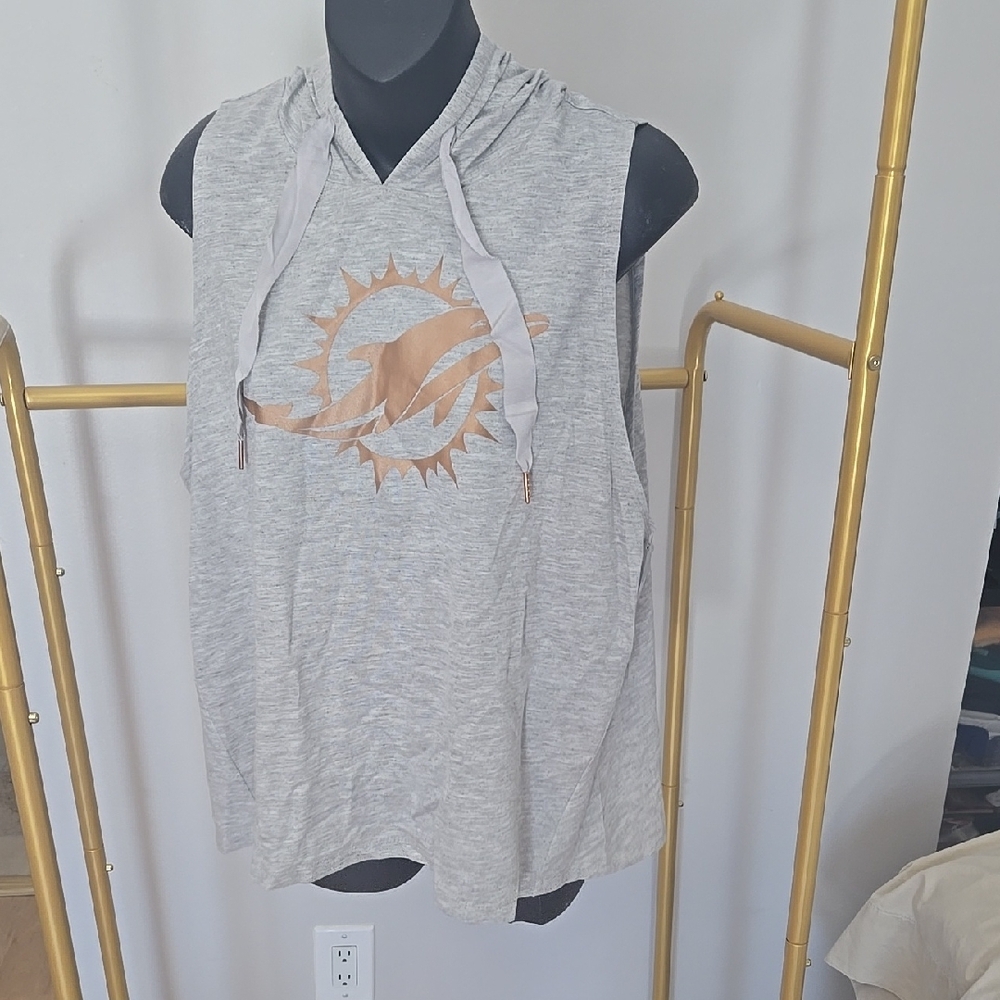 Gray Sleeveless Hoodie with Logo